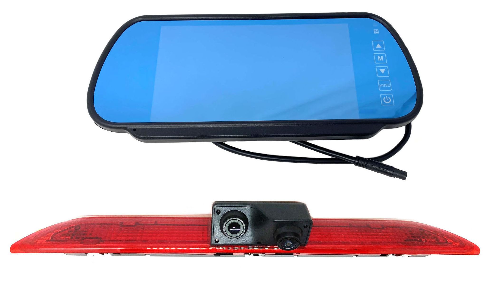 Dolphin Automotive Dual Brake Light Rear Reversing & Parking Camera Fits Ford Transit Jumbo/Cargo 2014 Onwards (Camera & 7" Mirror Monitor)