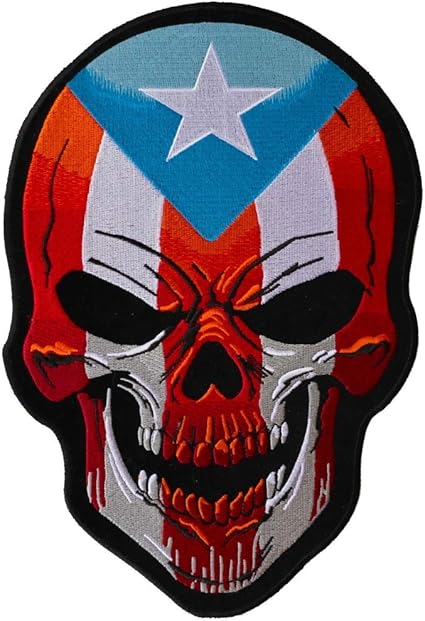 Amazon Com Puerto Rican Skull Large Back Patch 7 6x11 Inch Embroidered Iron On Patch Arts Crafts Sewing