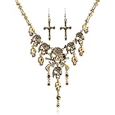 LZHLQ Jewelry Fashion Multi-Level Pirate Skull Tassel Charm Necklace Collar Bib for Women Horror Necklace Punk