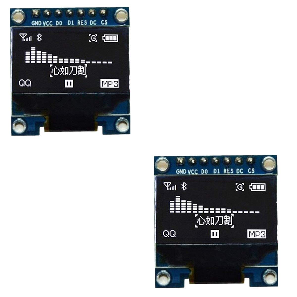 DollaTek 2Pcs 7Pin 0.96 Inch OLED Display 12864 1306 SPI IIC Serial LCD Screen Module for Arduino - White font