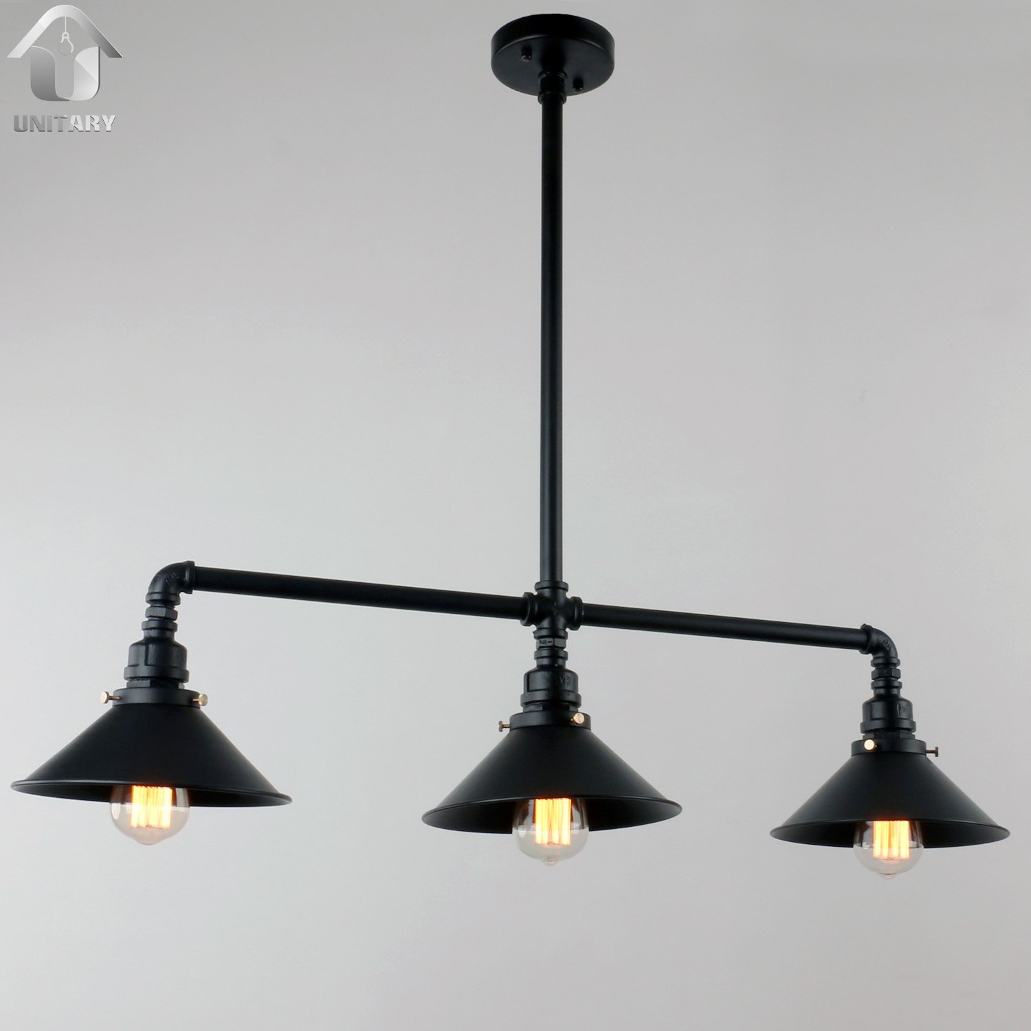 UNITARY BRAND Black Antique Rustic Metal Shade Hanging Ceiling Pendant