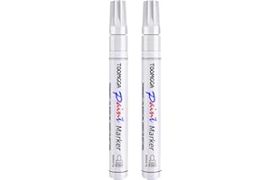 TOOMGGA White Paint Pens Permanent Paint Markers - 2 Pack Oil Based Marking Pens, Medium Point, Quick Drying and Waterproof Pens for Rock Painting Car Tyre Metal, Plastic, Canvas, Wood, Glass