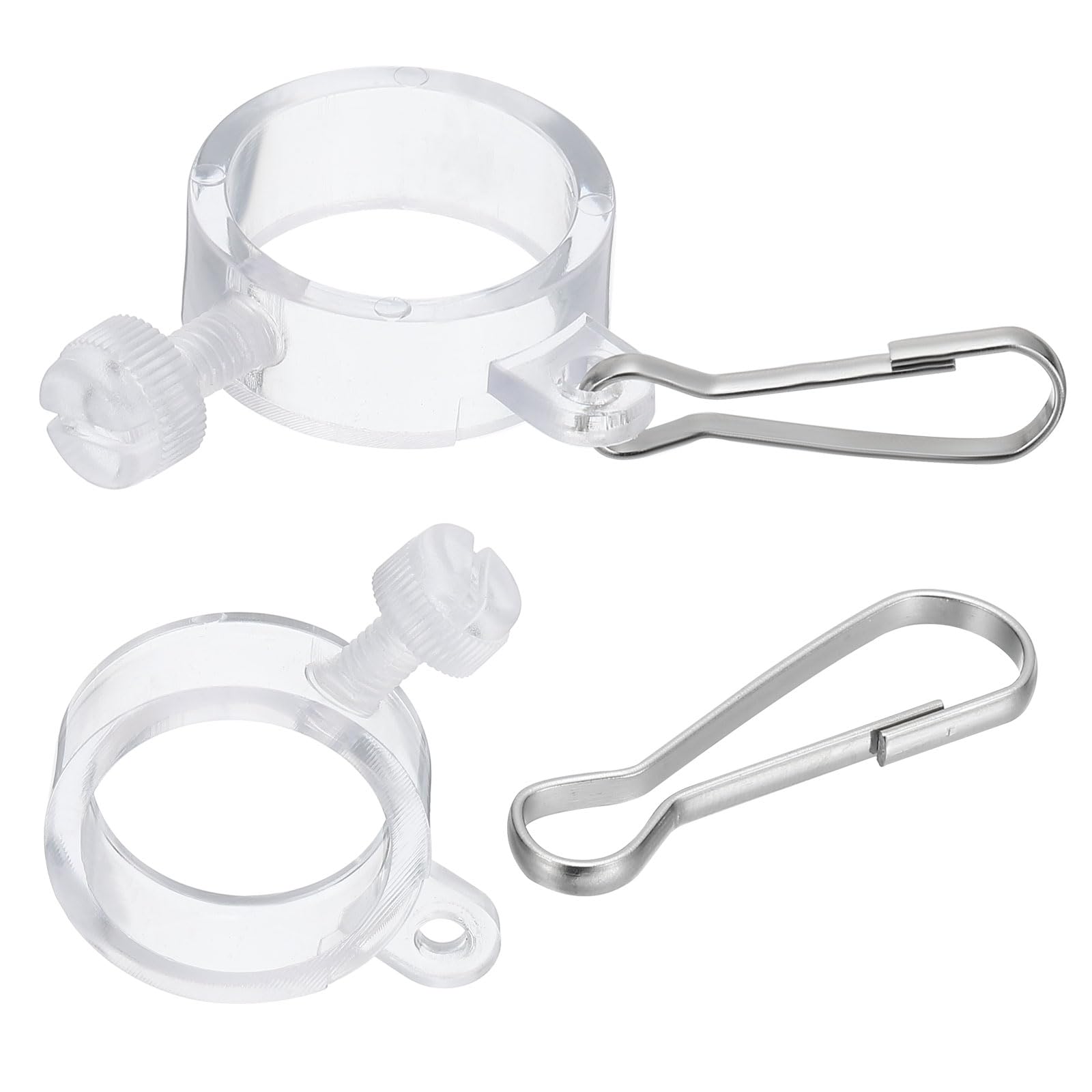 PATIKIL Flag Pole Ring Fit Flagpoles Diameter 3/4" to 1", 2 Pcs Flag Pole Parts Accessories Plastic Flag Rings with Hook to Prevent Wrapping, Transparent