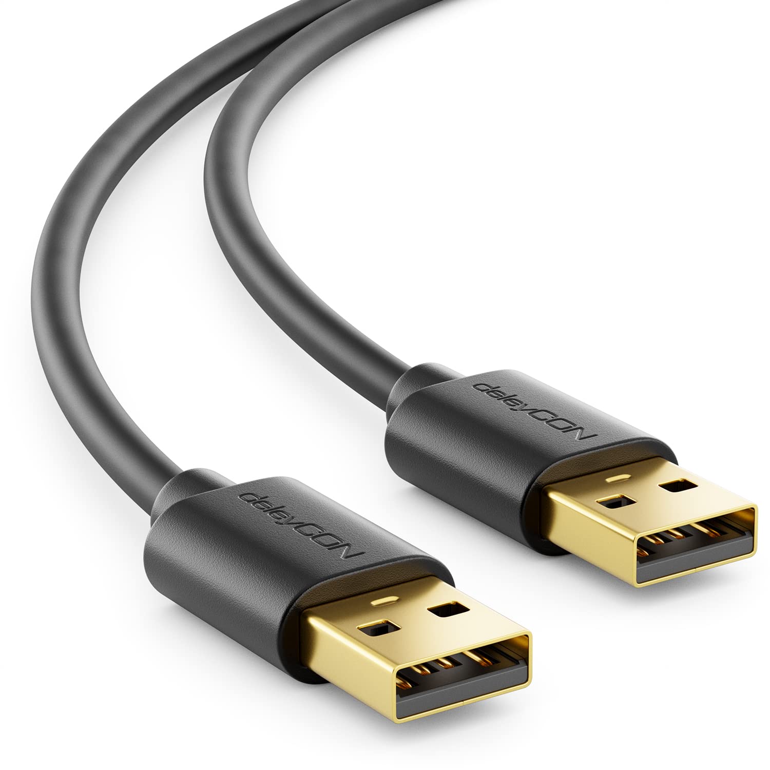 deleyCON 3.0m (9.84 ft.) USB 2.0 High Speed Cable Data Cable - USB A Male to USB A Male - Fast and Secure Data Transfer Perfect Fit Stable USB Connector Backward Compatible Black