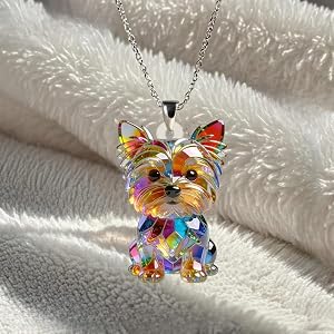 1Pc 2D Acrylic Yorkshire Terrier Pendant Y-Necklace, Fashion Sweater Chain for Women, Birthday & Holiday Gift