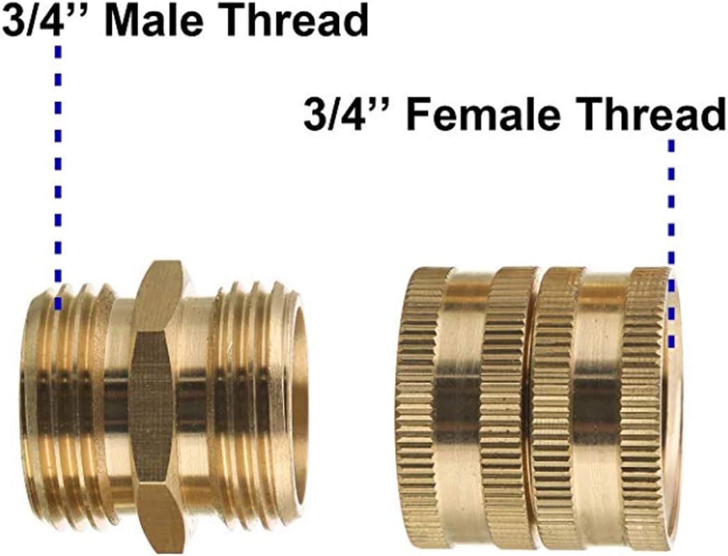 Hourleey Garden Hose Adapter, 3/4 Inch Solid Brass Hose Connectors Adapters, Male to Male, Female to Female, 4-Pack with Extra 6 Washers : Garden & Outdoor
