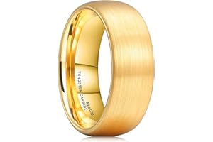 King Will Glory 14K Gold/Rose Gold 4mm 6mm 8mm Tungsten Carbide Ring Dome Matte Brushed Wedding Band Domed Brushed Men’s Ring Comfort Fit for Men Women