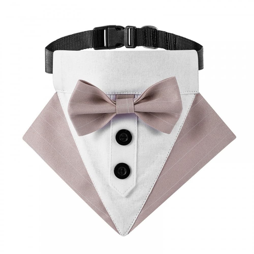 Dog Tuxedo Collar, Adjustable Dog Tuxedo Bowtie Collar with Bow Tie & Neck Tie Designs for Small Medium Large Dogs