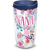 Tervis Made in USA Double Walled Dainty Floral Mother's Day Insulated Tumbler Cup Keeps Drinks Cold & Hot, 16oz, Nana