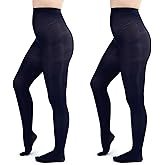 Silky Toes Women's 60D Soft Opaque Tights 1 or 2 Pairs -Black White And Colored Stockings for Women (Navy, D)
