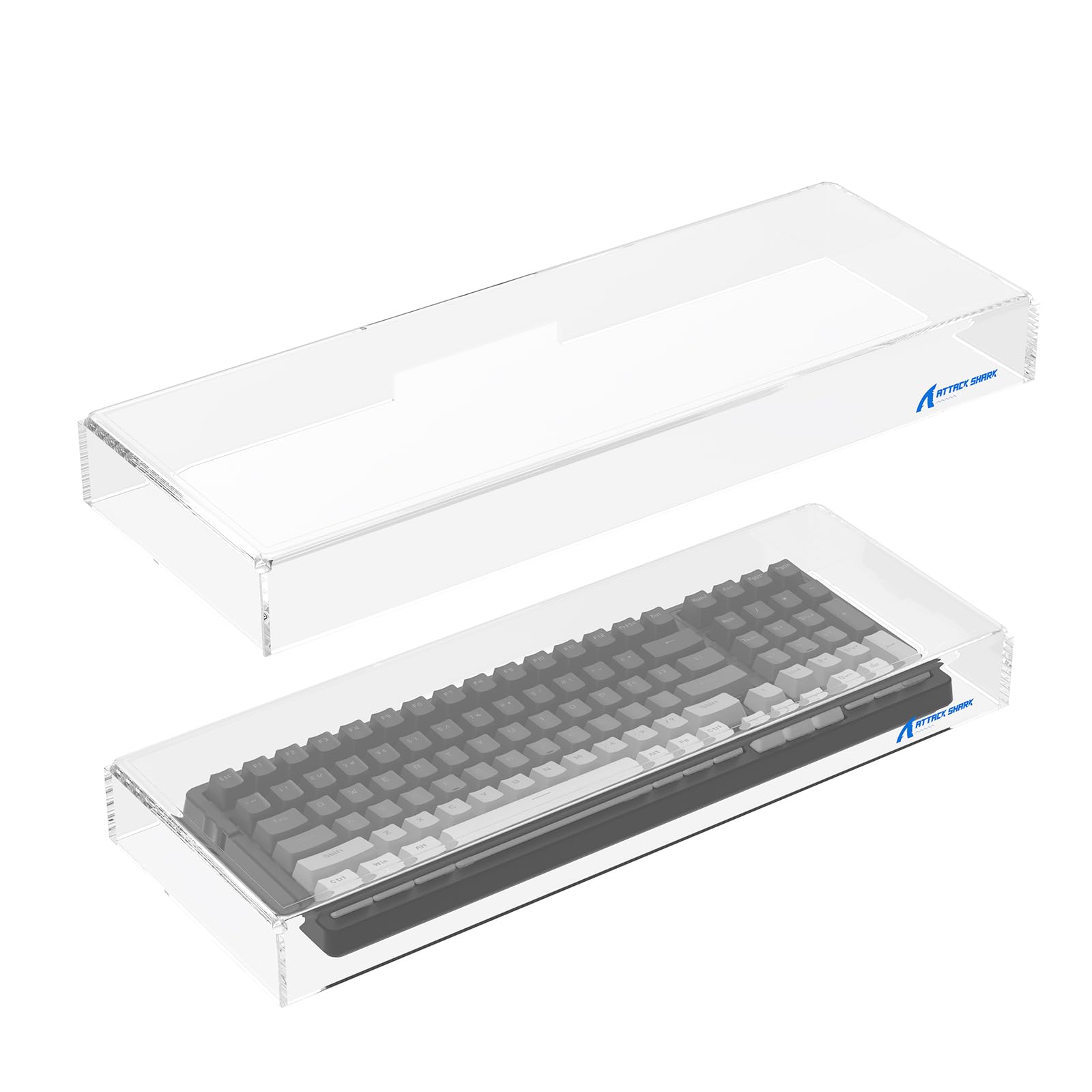 ATTACK SHARK Clear Acrylic Keyboard Dust Cover Waterproof Cover for 98 Keys Mechanical Keyboard,17.4 * 6.5 * 1.9 in,Compatible with Size Below 98 Keys,Anti-Knock Cover-Transparent