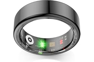 Dulutuxe Smart Ring Fitness Tracker, Health Sleep Heart Rate Blood Oxygen Tracker Smart Ring, Waterproof Bluetooth Tracker Rings (Black, 11)