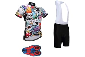 MOXILYN Men's Quick-Dry Cycling Jersey Set Road Bike Bicycle Shirt + Bib Shorts with 9D Gel Pad MTB Riding Clothing Kit