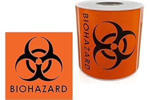 KOVOT - 500 Stickers - 4"x4" Orange Biohazard Logo Warning Labels
