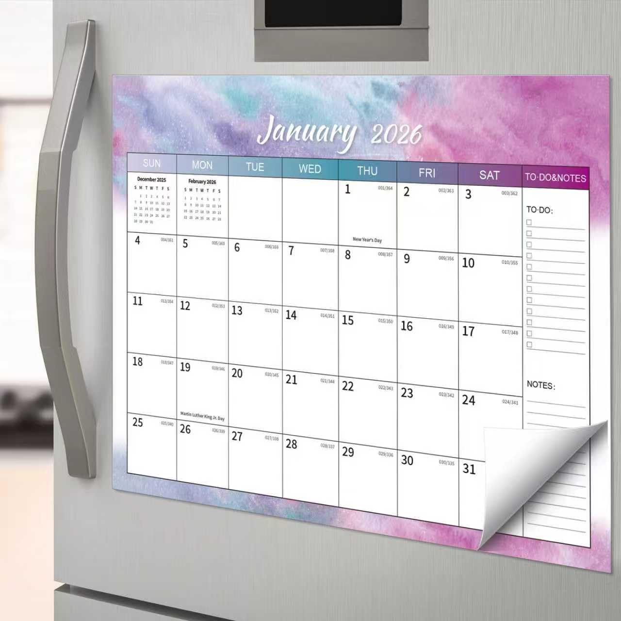 Photo 1 of 2026 Calendar -, Magnetic Calendar for Refrigerator– Fridge Calendars Runs from July 2025 to December 2026, Colorful Monthly Organizer for Home & Office, 15"x12"