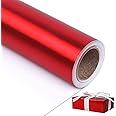 NESCCI Matte Metal Red Wrapping Paper,Solid Color Paper,Gift Wrapping Paper,Perfect for Wedding,Valentine's Day,Birthday,Christmas,Baby Shower,DIY Bouquet (17.5 Inches X 32.8 Feet)