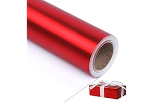 NESCCI Matte Metal Red Wrapping Paper, Solid Color Paper,Gift Wrapping Paper,Perfect for Wedding,Valentine's Day,Birthday, Christmas,Baby Shower,DIY Bouquet (17.5 Inches X 32.8 Feet)