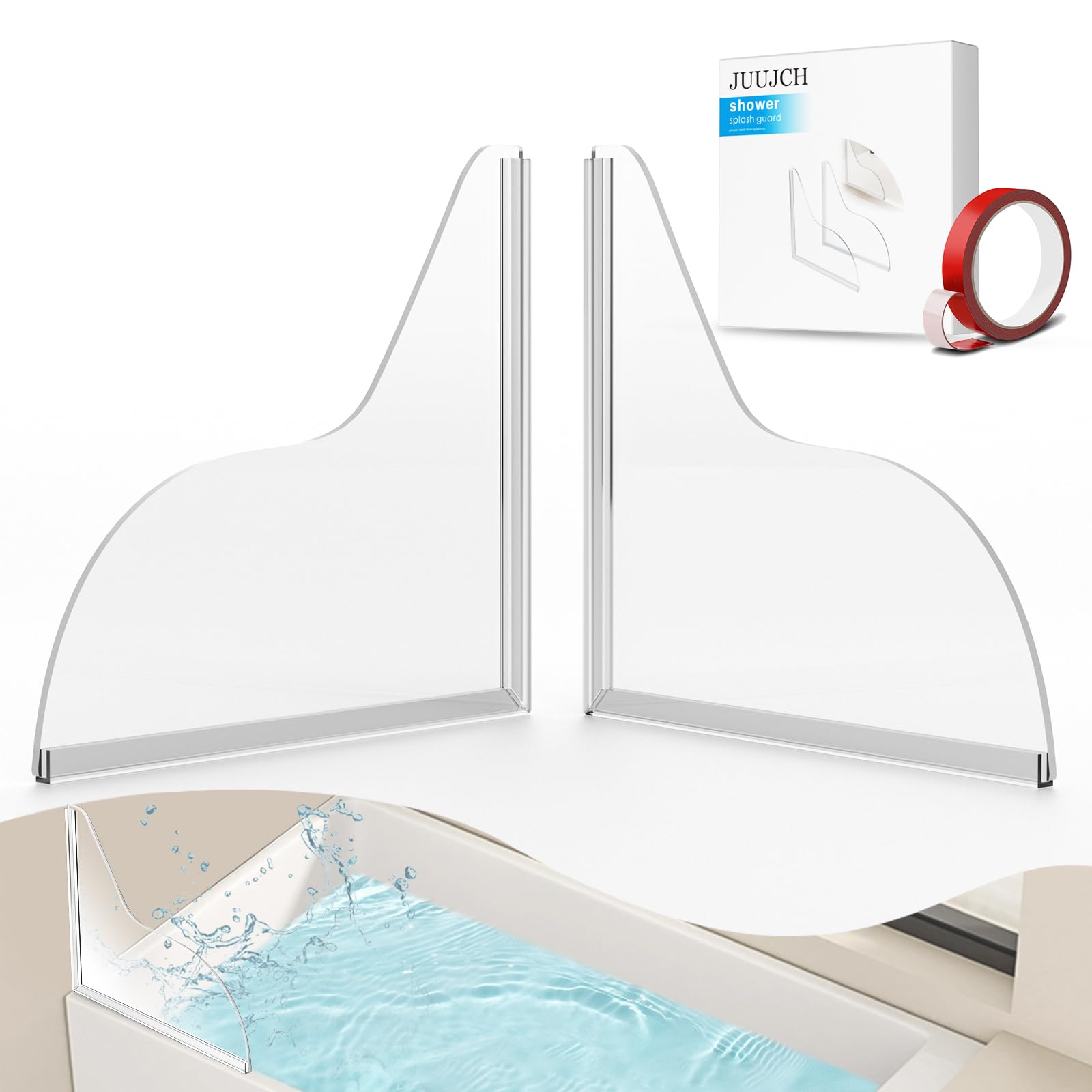 Photo 1 of Shower Splash Guard for Bathtub - Tub Splash Guard-Shower Splash Guard for Tub-Tub Water Splash Guard-Bathtub Water Guards-Shower Water Blocker-Shower Guards to Keep Water in Shower - Clear 1 Set
