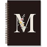 foedor Trendy Personalized Journal Hardcover Spiral Notebook,Black Initial Letter M Notebook,Monogrammed Gifts for Women Teen Girl,College Ruled Hardcover Spiral Notebook 5.5 x 8.3