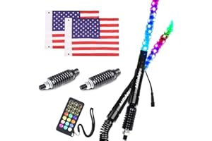 AddSafety 2PCS 4FT RF Remote Control RGB LED Whips Light with Spring Bases Dancing/Chasing Lights