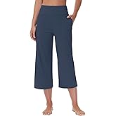 MIVEI Capri Pants for Women - Cropped Wide Leg Yoga Pant with Zipper Pockets Tummy Control Loose Casual Summer