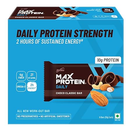 Ritebite Max Protein Daily Choco Classic Bars 300g - Pack of 6 (50g x 6)