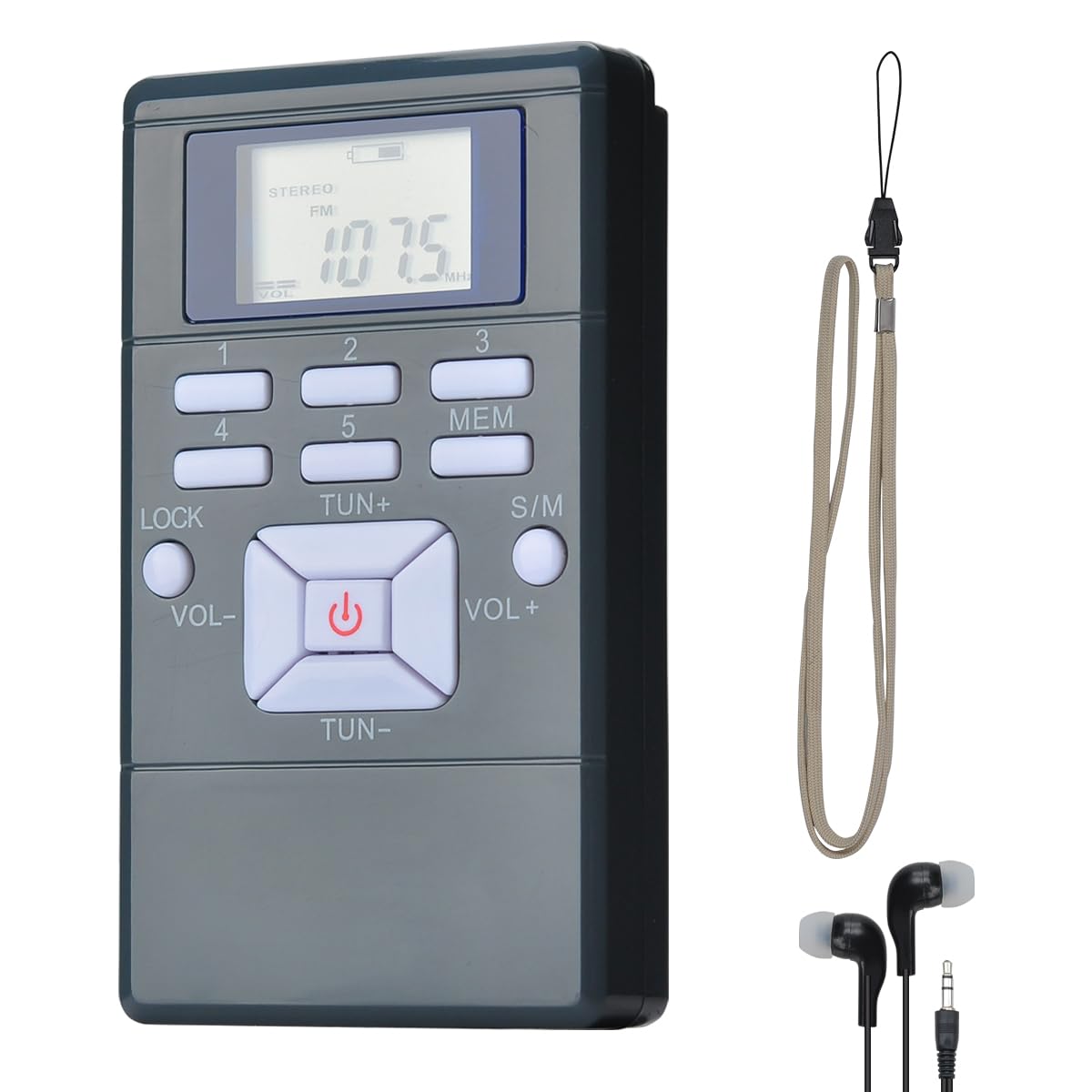 Portable FM Stereo Radio with Earphone, Mini Pocket Size Digital Tunning FM Transistor Radio for Walking, Running, Jogging