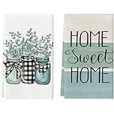 Artoid Mode Plank Vase Eucalyptus Sweet Home Kitchen Towels Dish Towels, 18x26 Inch Seasonal Spring Summer Decoration Hand Towels Set of 2