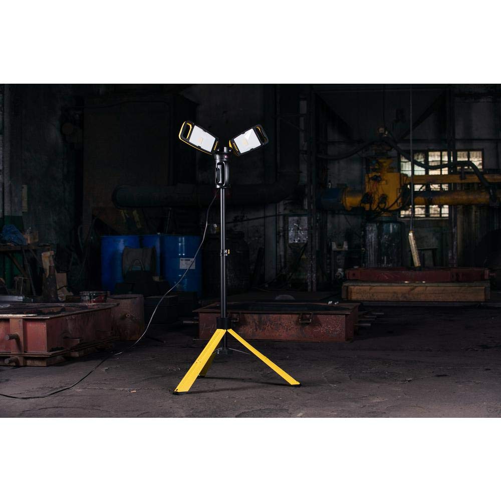 Stanley Led Work Light with Stand 7000-Lumen Portable Corded LED Portable Job Site Lighting 4000K 80W Indoor Outdoor Lighting