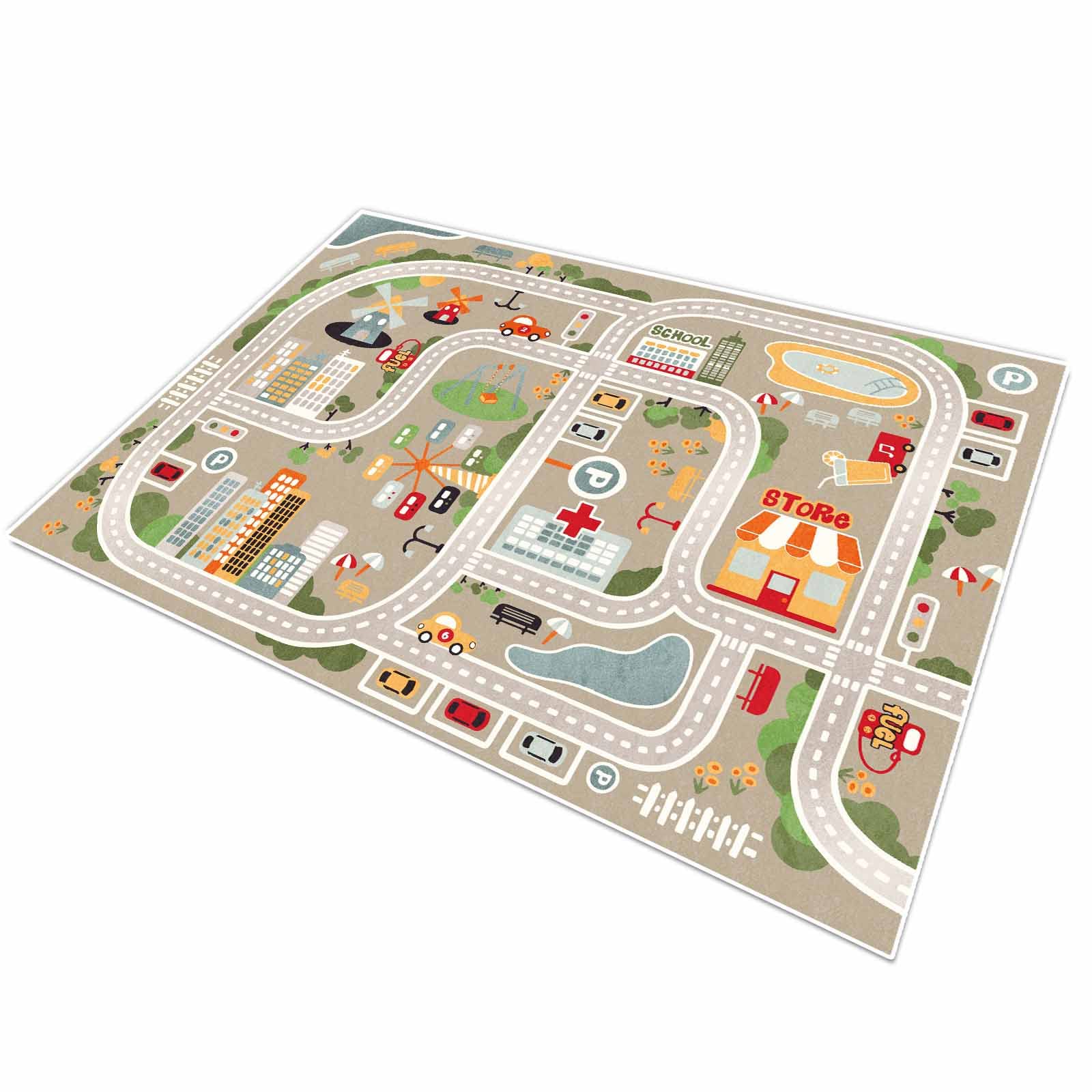 TYKTZXY Kid Rug Playmat for Toy Cars, Play Area Carpet with Rubber Backing, for Children Bedroom Play Room 80cm×120cm(2'7"×3'11")