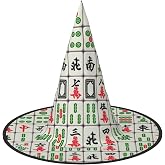 Quarvynox Halloween Mahjong Pattern Witch Hat Costume Wizard Hat | Mahjong Print, Costume Accessory for Mahjong Night, Halloween Party, Game Night, Photo Booth Props