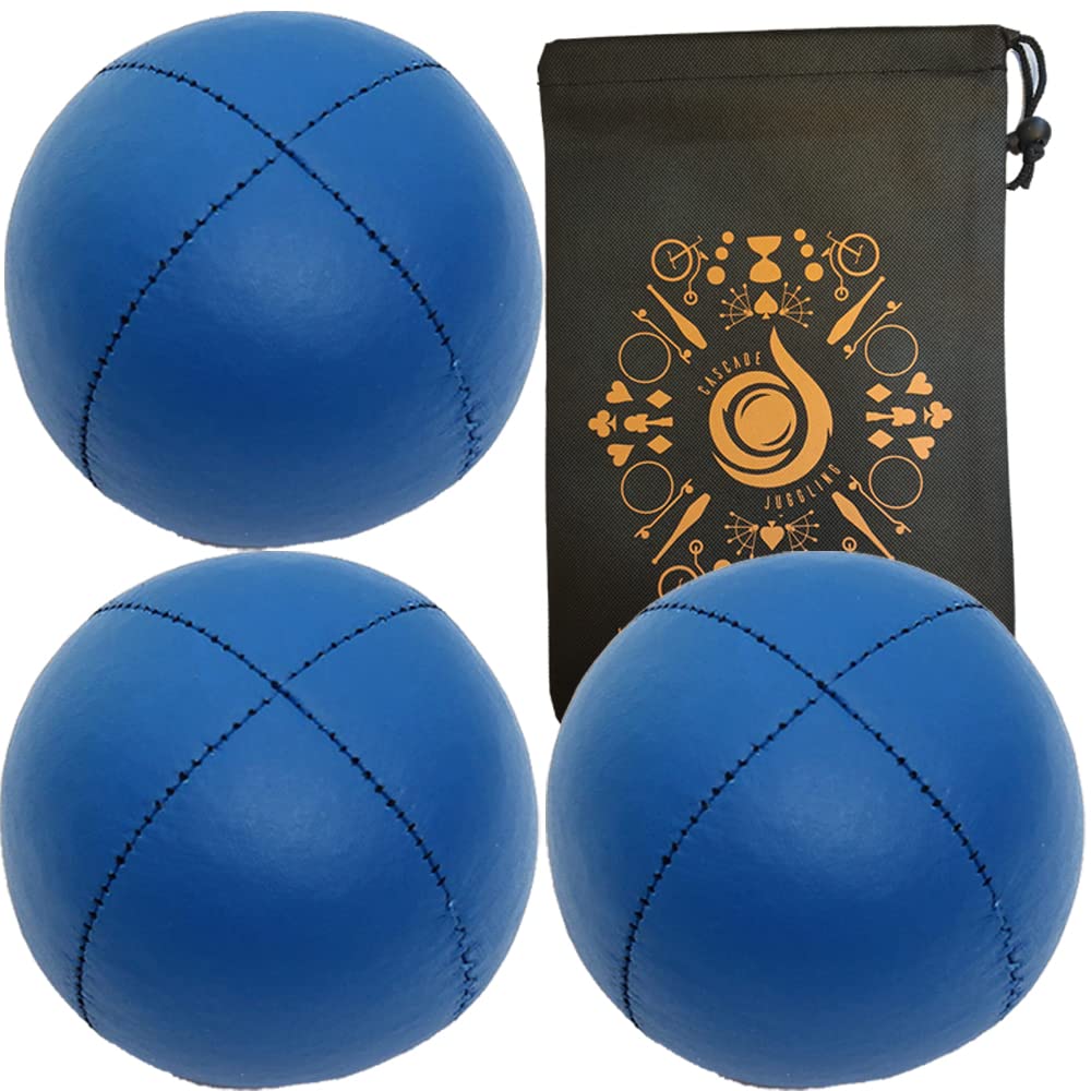 3 x Pro Cascade XL 180g Juggling Balls - Large Sized Quality Thud Beanbags & Bag - Set of 3 Juggling Thuds (Blue)