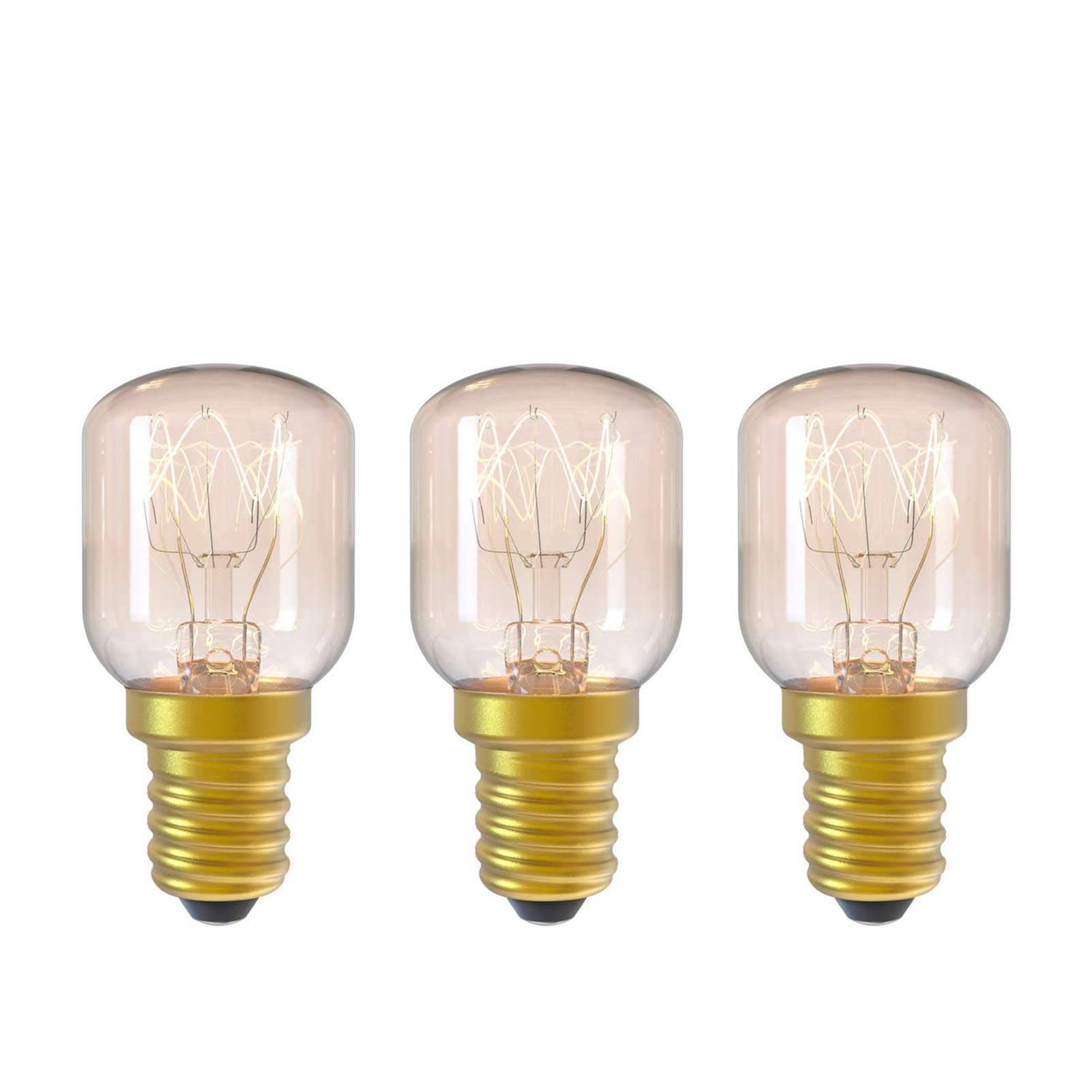 DGE E14 15w Incandescent Bulb T25 2300K Small Screw Cap Pygmy Light Bulbs for Microwave/Fridge/Oven/Himalayan Salt Lamp/Freezers/Pottery Bulb Small Edison Screw (SES),Pack of 3