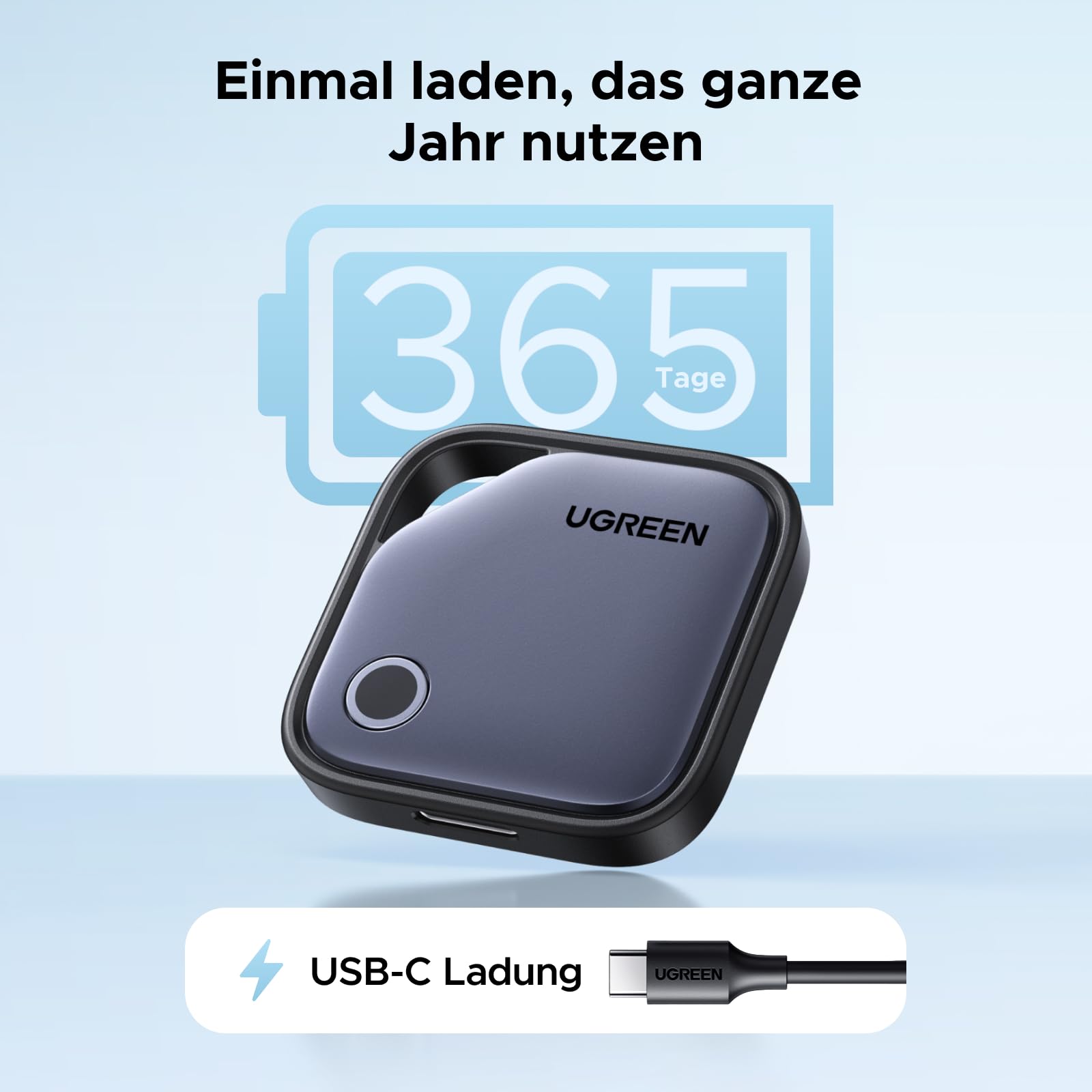 UGREEN FineTrack Duo 4 Pack für iOS & Android, USB C aufladbarer GPS Tracker kompatibel mit Apple Find My oder Google Find Hub, 12 Monaten Laufzeit, Schlüsselfinder für Backpack, Koffer, Pass usw. 3