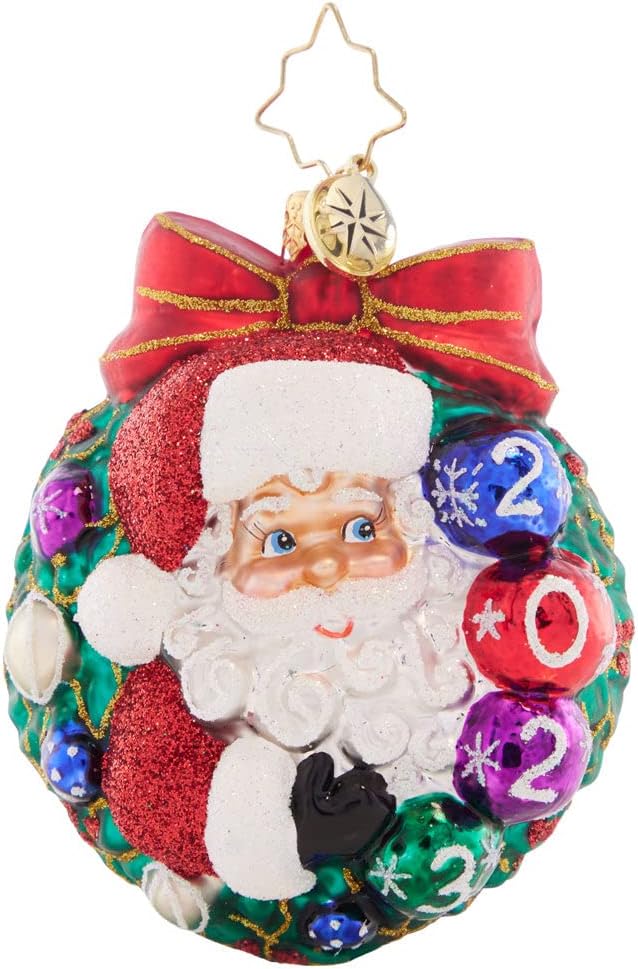 Ornaments - Christopher Radko Hand-Crafted European Glass Christmas Tree Decorative Ornament, Smiling Through 2023 Gem