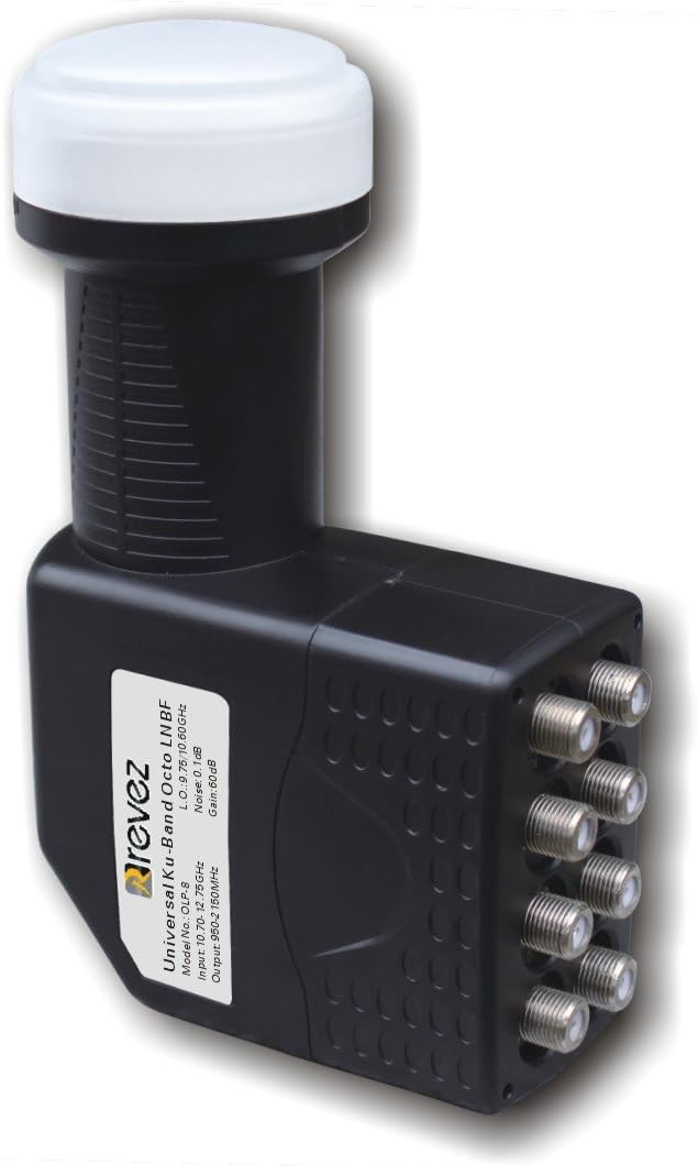 Revez OCTO LNB (8 outputs) 0.1dB, HD, 3D, 4K Support (OLP-8) for Digital Satellite Systems Universal LNB
