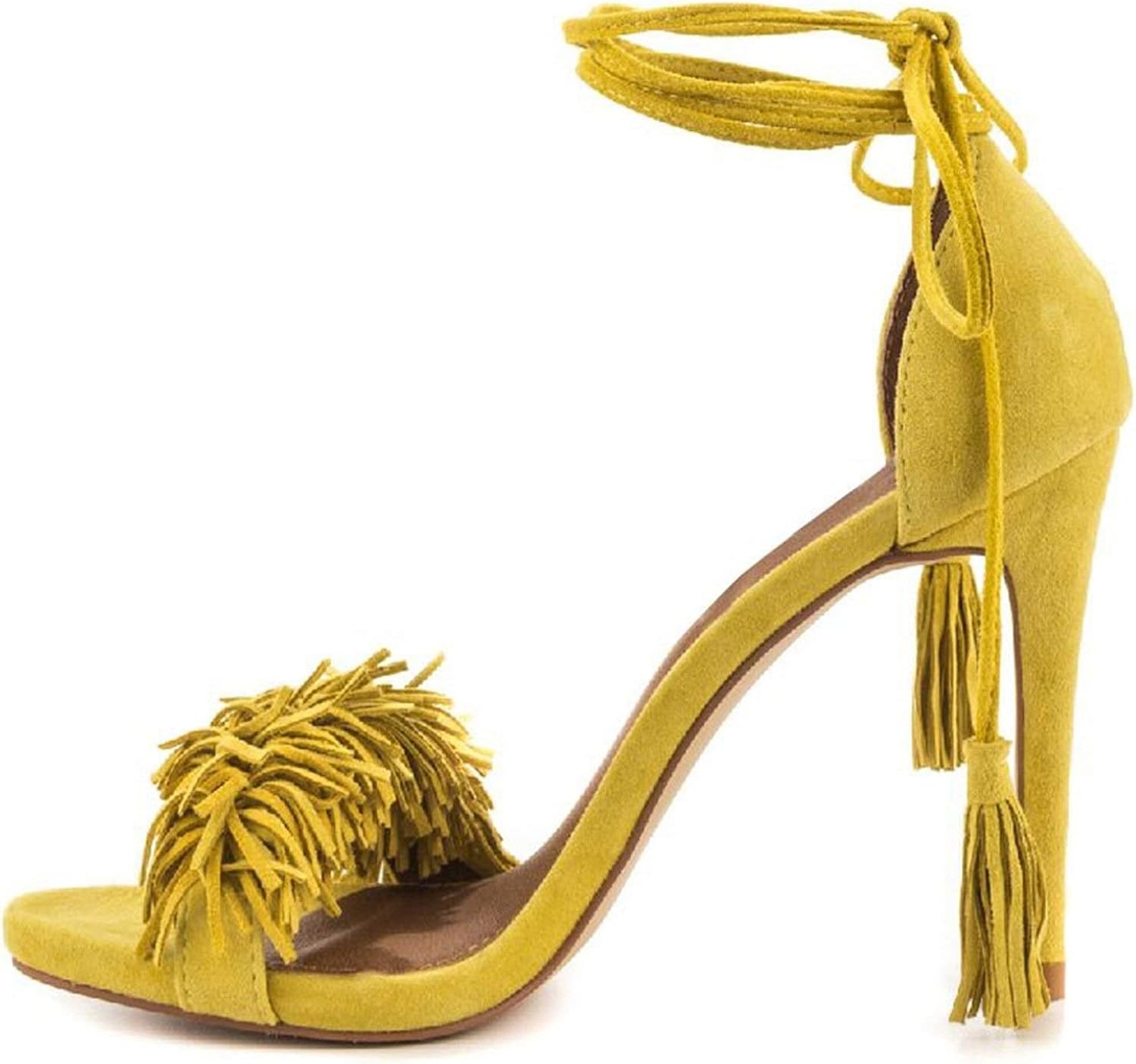 yellow fringe heels