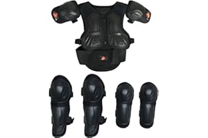 Takuey Kids Motorcycle Armor Suit Dirt Bike Chest Spine Protector Back Shoulder Arm Elbow Knee Protector Motocross Racing Skiing Skating Body Armor Vest Sports Safety Pads 3 Colors