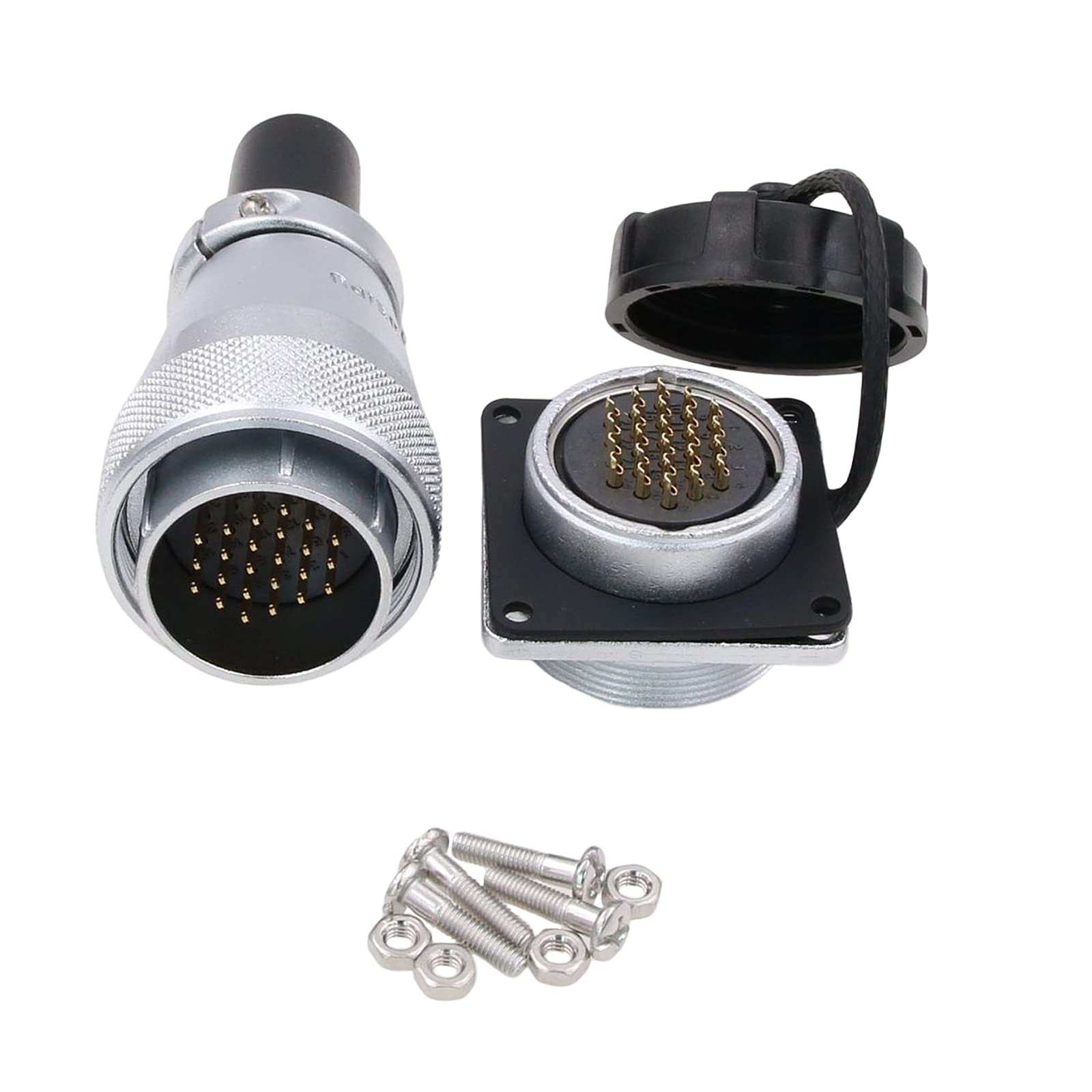 Eonvic WEIPU WS28 24Pin Connector Waterproof IP67 Metal Male Plug Female Square Socket Panel Mount Aviation Cable Connector (24Pin)