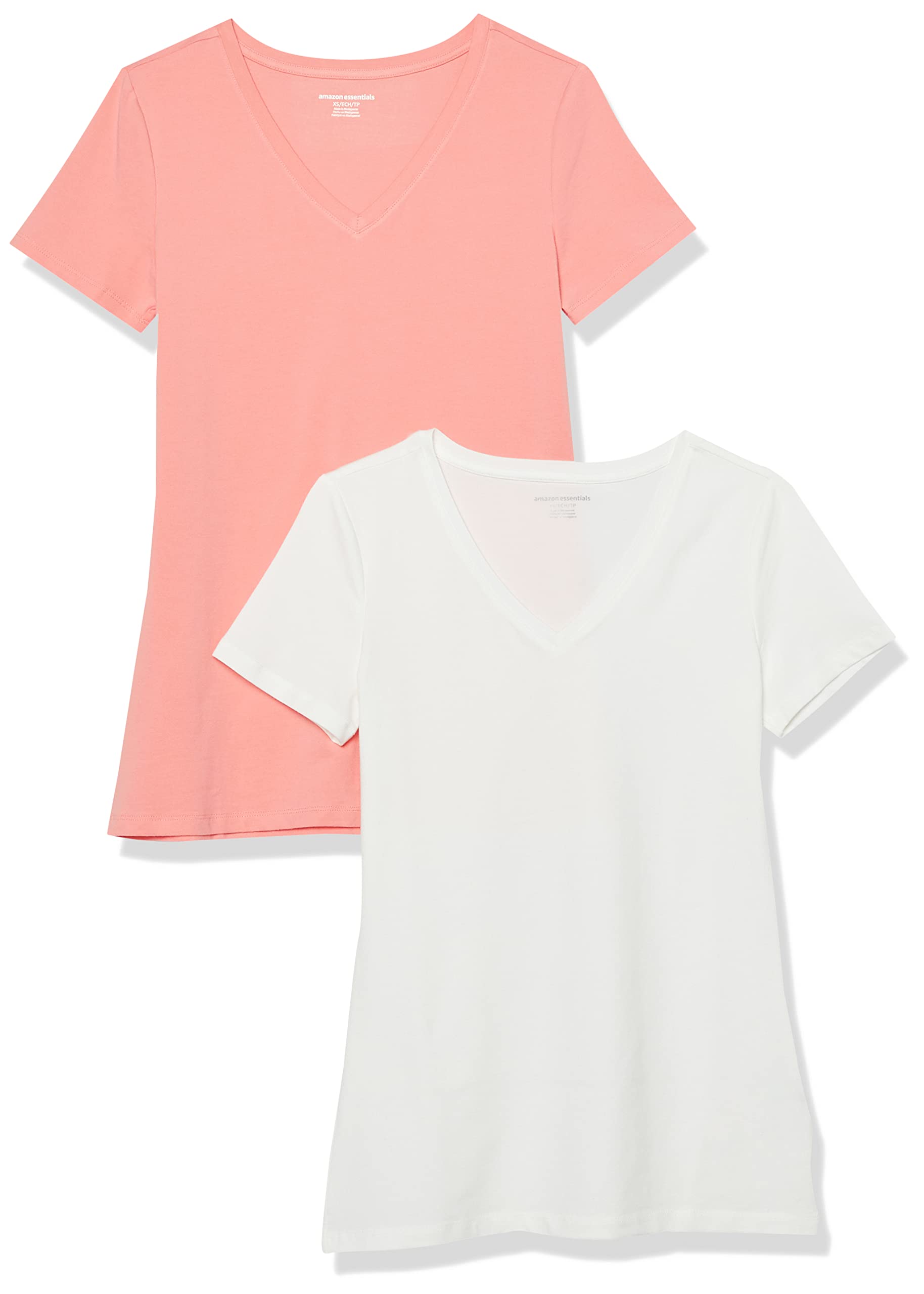 Women's Peach Striped Round Neck Cotton Slim Fit T-Shirt