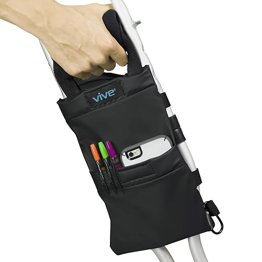 Vive Crutch Bag Pouch with Foam Hand Grip Pads Tote for Broken Leg