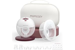 Momcozy M5 Hands-Free Wearable Breast Pump, Double-Sealed Flange for Baby-Like Comfort, 3 Modes & 9 Suction Levels, Portable Electric Pump – 24mm, 2-Pack Cozy Red