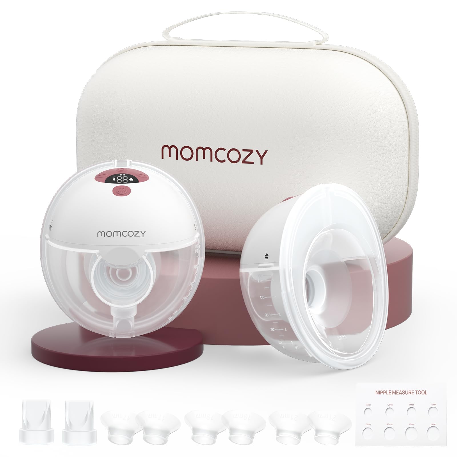 Photo 1 of Momcozy M5 Hands-Free Wearable Breast Pump, Double-Sealed Flange for Baby-Like Comfort, 3 Modes & 9 Suction Levels, Portable Electric Pump – 24mm, 2-Pack Cozy Red