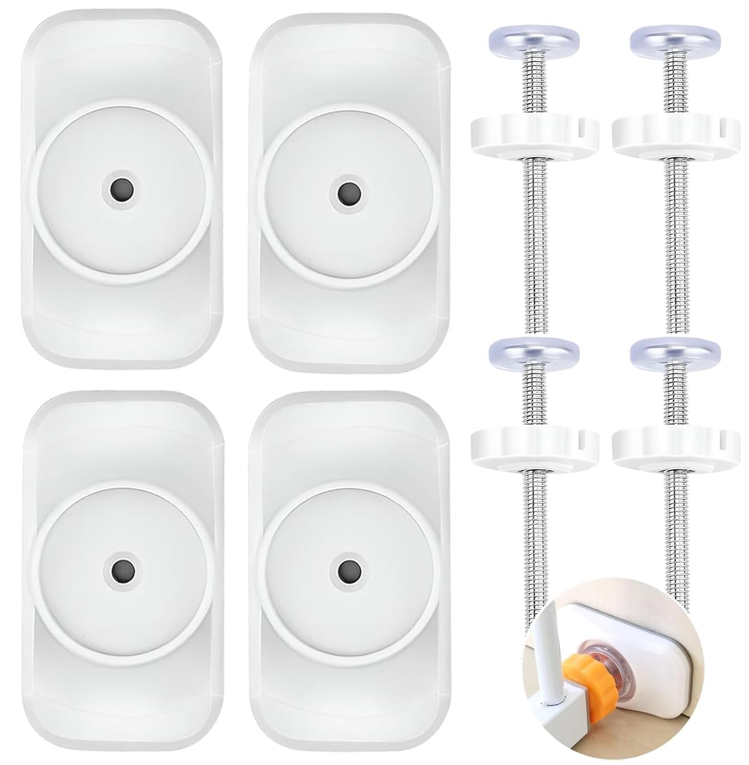 8pcs Baby Gate Extension Kit - Spindle Rods, Wall Guard Pads, Compression Bolts - Safety Gate Telescopic Piece for Protecting Pets and Installing