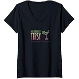 Womens Just A Teeny Bit Tipsy Fun Vacation V-Neck T-Shirt