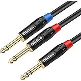 Disino 1/4 inch TRS Stereo Y-Splitter Insert Cable, 1/4 Inch Male Jack to Dual 1/4inch(6.35mm) Male TS Mono Breakout Cable Audio Patch Cord - 3.3 Feet/1 Meter