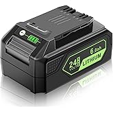 MAFACBAC 24V Battery Replacement for Greenworks: 24 Volt 6.0Ah for Greenworks 24V Lithium ion Lawn Mower Trimmer Weed Blower Battery MAX 29842 29852 LB24A020