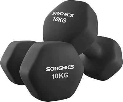 SONGMICS 2x10 kg Neoprene Hex Dumbbells Set Ink Black SYL110B01