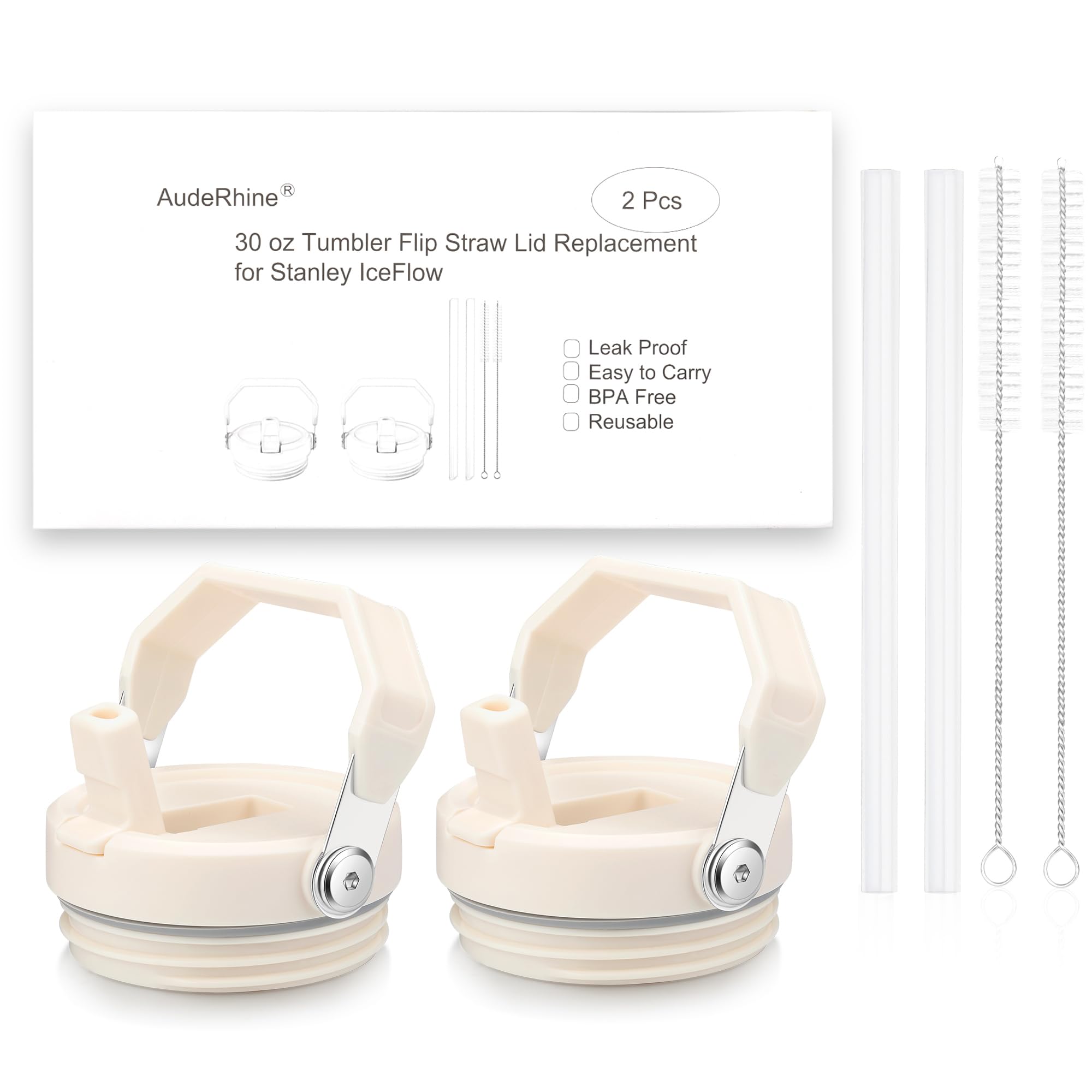 Photo 1 of 2 Pcs 30 oz Tumbler Flip Straw Lid Replacement for Stanley IceFlow, BPA Free, Easy to Carry, Perfect Fit, Reusable Leak Proof Lid, Only for Stanley IceFlow 30oz