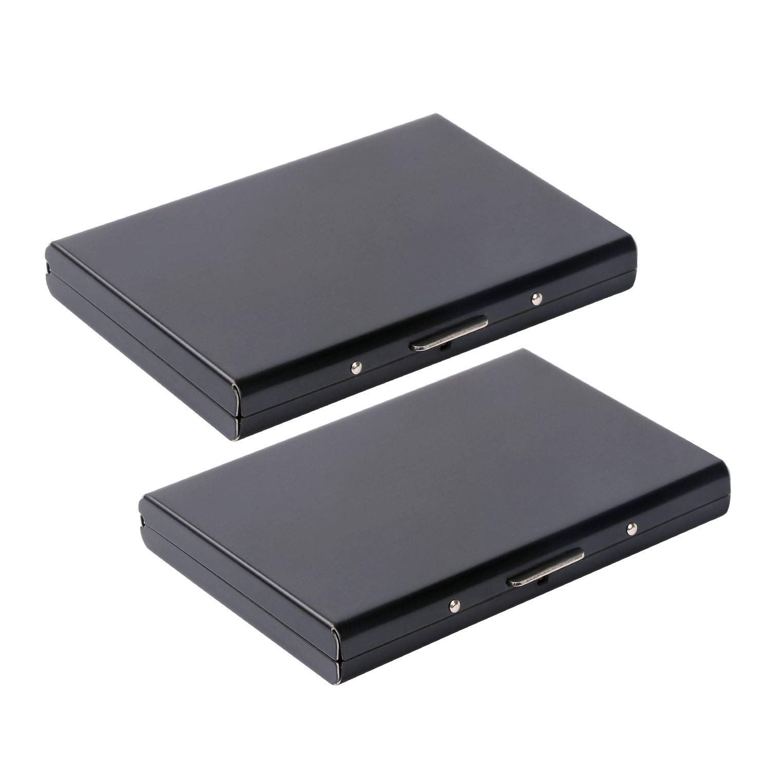 URAQT Metal Credit Card Holder Wallet, RFID Blocking Credit Card Holder, Ultra-Thin Stainless Steel Card Wallet, Card Protector with 6 Slots for Men Women (2Pcs Black)